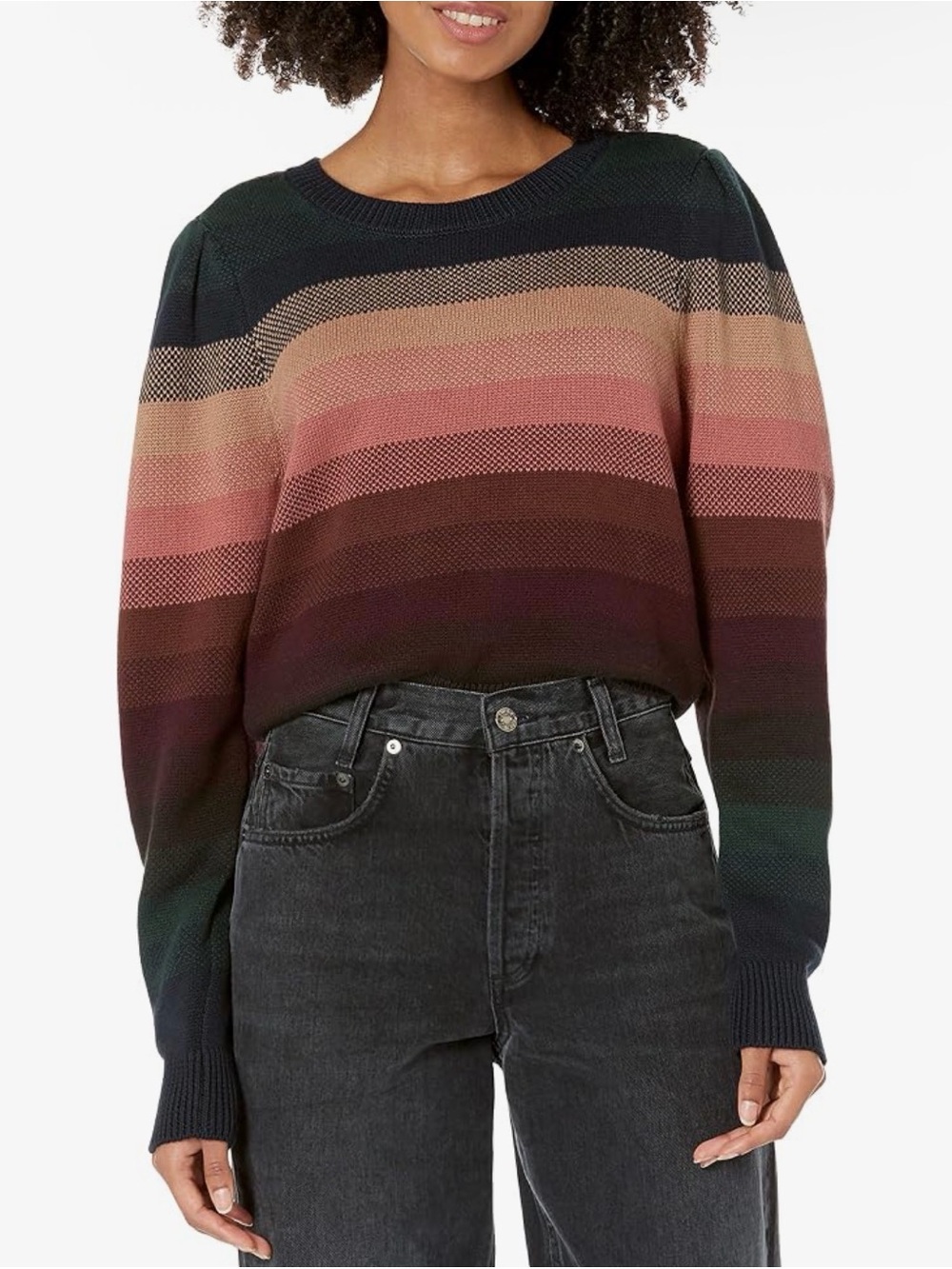 PAIGE Callisto Crew Neck Slightly Cropped Striped in Bonet StripeSweater Size M